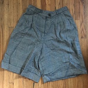 Vintage High Waisted Plaid Bermuda Shorts